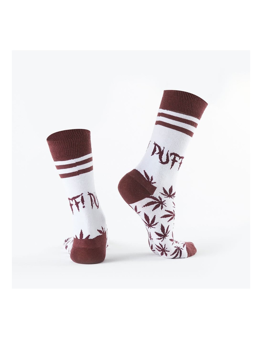 White men\'s socks with leaves SM38 - Online store - Boutique